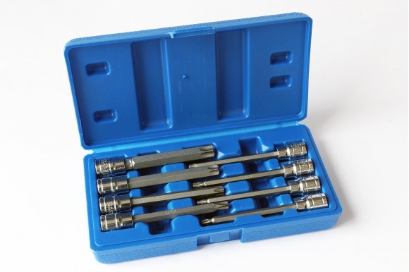 Torx doppenset met boring 3/8" 8-delig